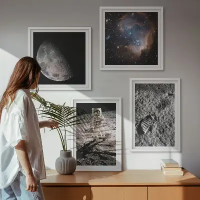 Dekorativni komplet slika za zid fotografija astronautovog traga na Mjesecu