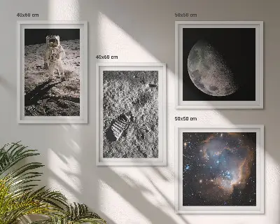 Dekorativni komplet slika za zid fotografija astronautovog traga na Mjesecu