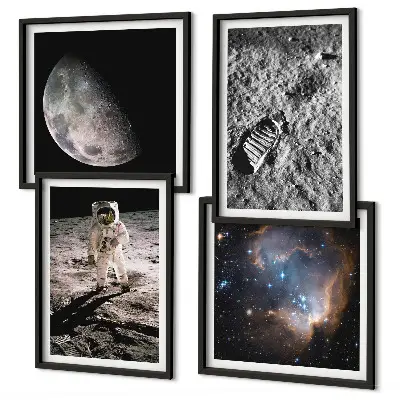 Dekorativni komplet slika za zid fotografija astronautovog traga na Mjesecu