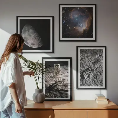 Dekorativni komplet slika za zid fotografija astronautovog traga na Mjesecu