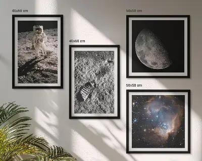Dekorativni komplet slika za zid fotografija astronautovog traga na Mjesecu