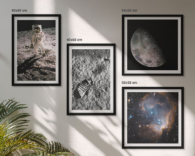 Dekorativni komplet slika za zid Fotografija traga Mjeseca astronauta