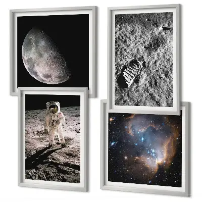 Dekorativni komplet slika za zid fotografija astronautovog traga na Mjesecu