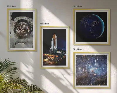 Set od 4 slike u okviru motiv rakete, astronauta, svemira i Zemlje