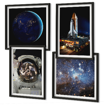 Set 4 slike u okviru Raketa astronauta Svemir Zemlja