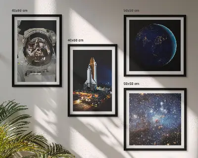 Set od 4 slike u okviru motiv rakete, astronauta, svemira i Zemlje
