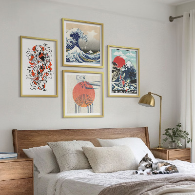 Komplet slika za spavaću sobu Ilustracije planina ribljih valova u Japanu