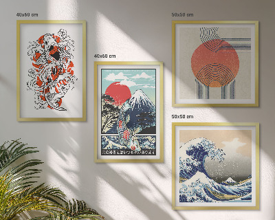 Komplet slika za spavaću sobu Ilustracije planina ribljih valova u Japanu