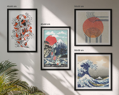 Komplet slika za spavaću sobu Ilustracije planina ribljih valova u Japanu