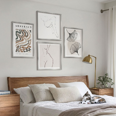 Set 4 slike u okviru Apstraktni boho oblici lišća