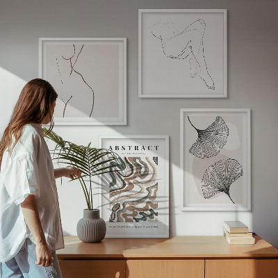 Set 4 slike u okviru Apstraktni boho oblici lišća