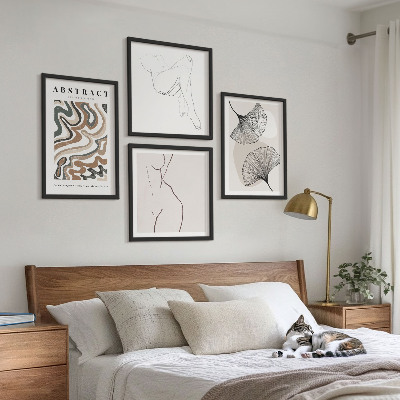 Set 4 slike u okviru Apstraktni boho oblici lišća