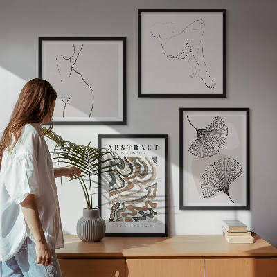 Set 4 slike u okviru Apstraktni boho oblici lišća