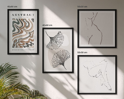 Set 4 slike u okviru Apstraktni boho oblici lišća