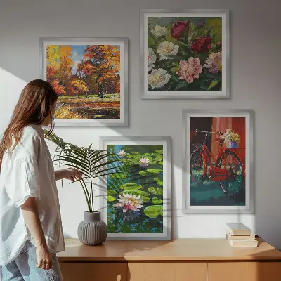 Komplet slika za spavaću sobu motiv lopoča i bicikla