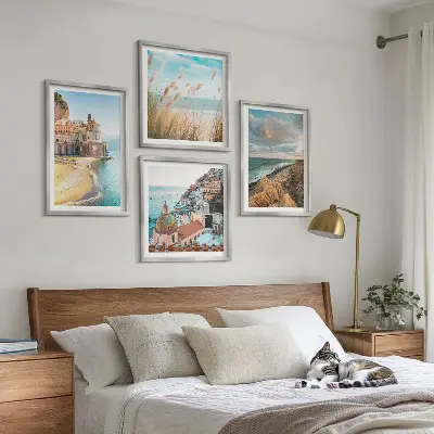 Set od 4 slike s motivom krajolika plaža i gradskih litica u okviru