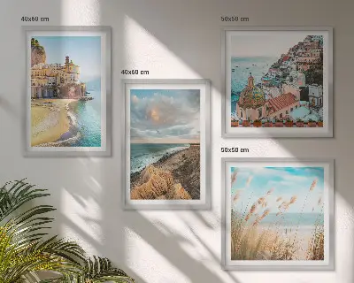 Set od 4 slike s motivom krajolika plaža i gradskih litica u okviru