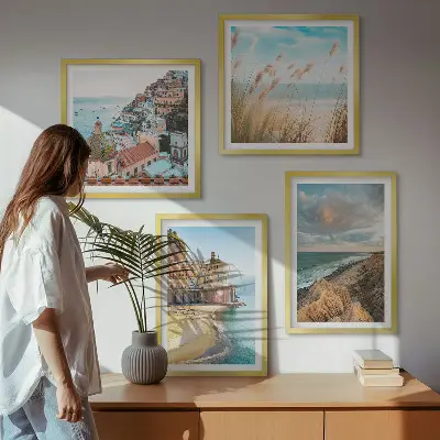 Set od 4 slike s motivom krajolika plaža i gradskih litica u okviru