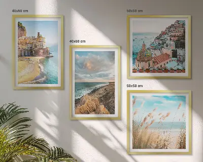 Set od 4 slike s motivom krajolika plaža i gradskih litica u okviru
