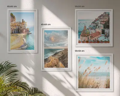 Set od 4 slike s motivom krajolika plaža i gradskih litica u okviru