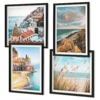 Set od 4 slike s motivom krajolika plaža i gradskih litica u okviru