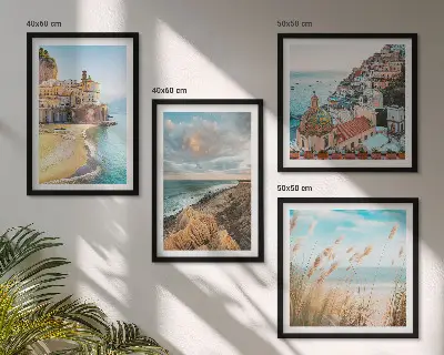 Set od 4 slike s motivom krajolika plaža i gradskih litica u okviru