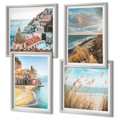 Set 4 slike u okviru Krajolici plaža gradske litice