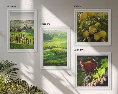 Dekorativni komplet slika za zid talijanski krajolici s brdima punim citrusa