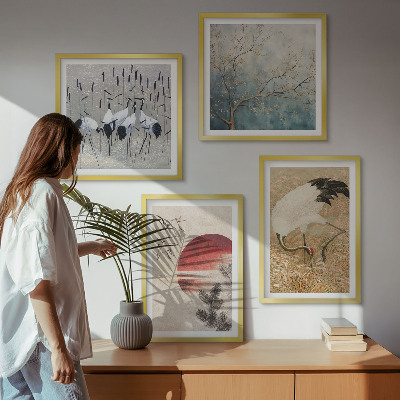 Set 4 slike u okviru Japanski krajolik ždralova