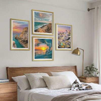Komplet slika za spavaću sobu Morski valovi bijele kuće Santorini