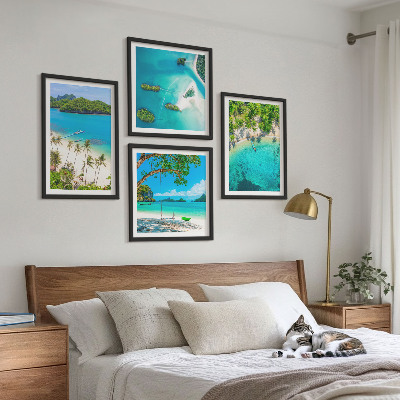 Set 4 slike u okviru Plaže, palme, kristalna voda