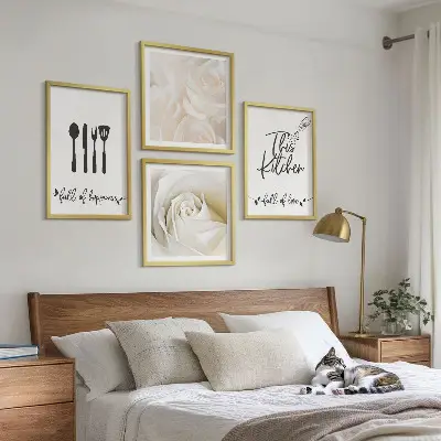 Komplet slika za spavaću sobu s motivom geometrijskih uzoraka Bauhausa