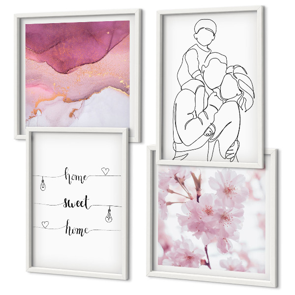 Set 4 slike u okviru Minimalistička obitelj cvijeća