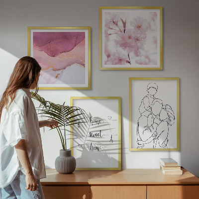 Set 4 slike u okviru Minimalistička obitelj cvijeća