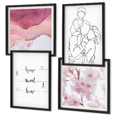 Set 4 slike u okviru Minimalistička obitelj cvijeća