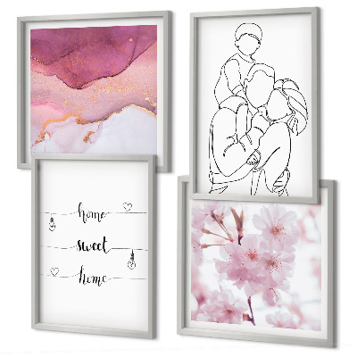 Set 4 slike u okviru Minimalistička obitelj cvijeća
