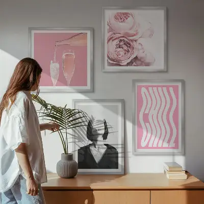 Elegantni portret sa šampanjcem set od 4 slike u okviru