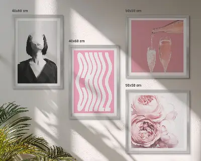Elegantni portret sa šampanjcem set od 4 slike u okviru