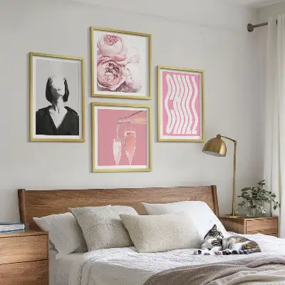 Elegantni portret sa šampanjcem set od 4 slike u okviru