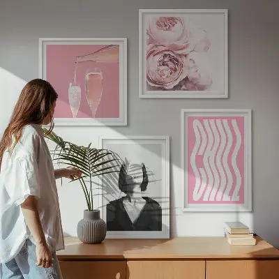 Elegantni portret sa šampanjcem set od 4 slike u okviru