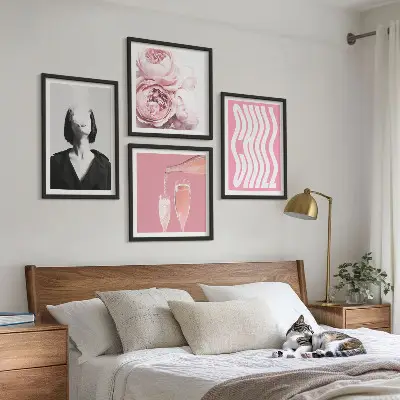 Elegantni portret sa šampanjcem set od 4 slike u okviru