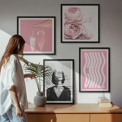 Elegantni portret sa šampanjcem set od 4 slike u okviru