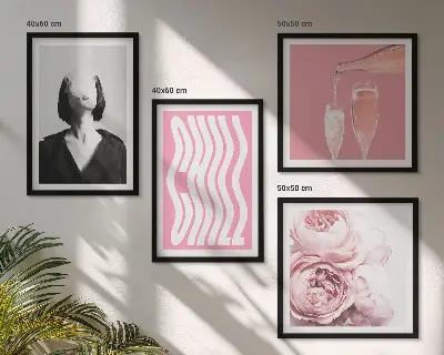 Elegantni portret sa šampanjcem set od 4 slike u okviru