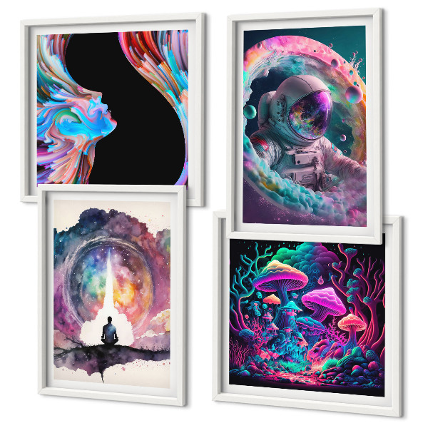 Komplet slika za spavaću sobu Šarene ilustracije fantastične umjetnosti
