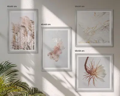 Dekorativni komplet zidnih slika sa motivom elegantnih mramornih cvjetova trave