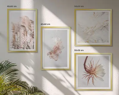 Dekorativni komplet zidnih slika sa motivom elegantnih mramornih cvjetova trave
