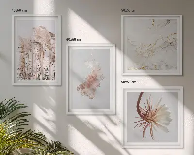 Dekorativni komplet zidnih slika sa motivom elegantnih mramornih cvjetova trave