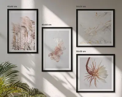 Dekorativni komplet zidnih slika sa motivom elegantnih mramornih cvjetova trave