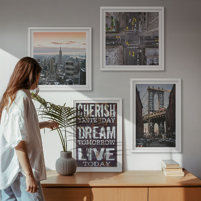 Komplet slika za spavaću sobu Citat o pejzažima New Yorka