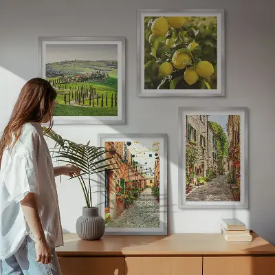 Šarmantne ulice s cvjetovima limuna set od 4 slike u okviru
